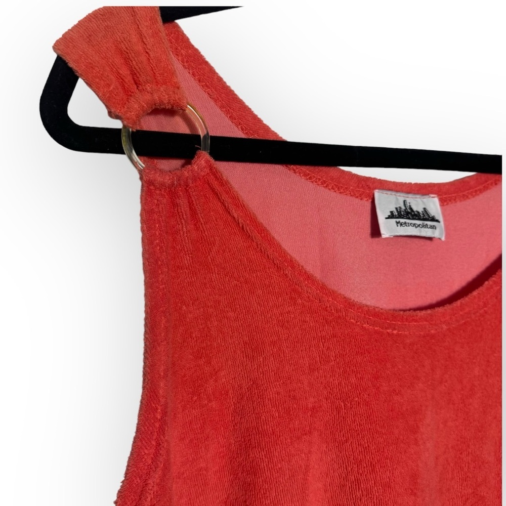 Metropolitan 90s Terrycloth Jumper dress Bright Orange coverup swim cover vtg - Picture 4 of 9
